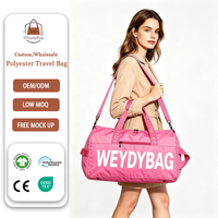 Bolsa de Viaje de Fin de Semana de Poliéster Vibrante con Logotipo Personalizado, Forro de Gran Capacidad, Múltiples Bolsillos, Bolsa de Lona de Viaje con Correa de Hombro Ajustable