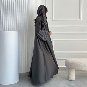 Nouvelle Collection 2025 : Ensembles <span class=keywords><strong>Abaya</strong></span> de Luxe pour Femmes Musulmanes de Dubaï, Broderie Motif Vague d'Eau, Manches et Foulard Inclus - Product Image 5