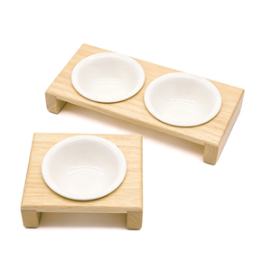 Soporte Elevado para Comedero de Perro Ecológico de Madera con Tazones de Cerámica, Tamaño Individual y Doble para Mascotas, Uso en Exteriores - Product Image 5
