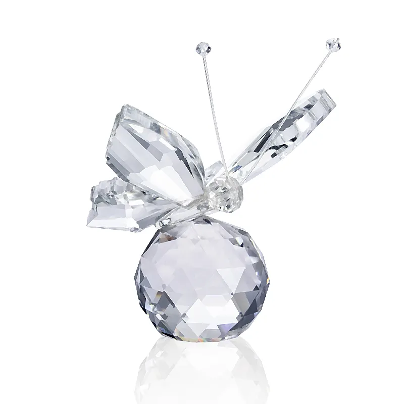 Wholesale Colorful Crystal Glass ornaments Flying Butterfly Figurines Paperweight for Wedding Favors and Home Ornaments