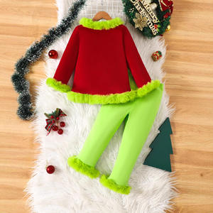 Costume d'elfe de Noël à manches longues en fourrure verte pour bébés, garçons et filles, tenue Cosplay avec costumes de <span class=keywords><strong>monstre</strong></span> du père Noël - Product Image 2