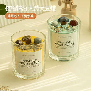 Bougies parfumées aux pierres précieuses de manifestation de soja personnalisées bon marché avec cristal de guérison Déco de maison de luxe - Product Image 4