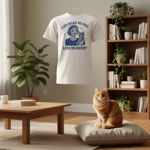 Camiseta para amantes de los gatos: Los gatos me hacen sentir menos asesino/a - Product Image 3