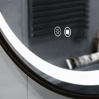 KMRY Design-Espejo de baño con pantalla táctil Led, marco negro, redondo, inteligente, 800x800