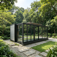 Casa Prefabricada Expandible con Tecnología Innovadora de Empuje Lateral, Villa Contenedor de Vidrio Móvil Moderna con Gran Espacio para Vivir