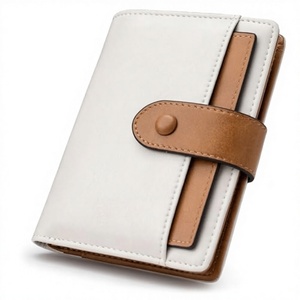 Cartera Pequeña de Cuero con Bloqueo RFID y Forro de Lino para Mujer, Plegable, con 10 Ranuras para Tarjetas (Blanco y Marrón) - Product Image 2