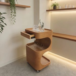 Carrito de Almacenamiento Móvil Moderno de Madera para Salón de Belleza, Peluquería, con 4 Ruedas - Product Image 5