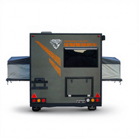 Erweiterbarer Mobiler Slide-in Wohnwagen Schwerlast-Stahlchassis 100L Wassertank 2-Personen Schlafkapazität Innen-Toilette Bad Wohnmobil