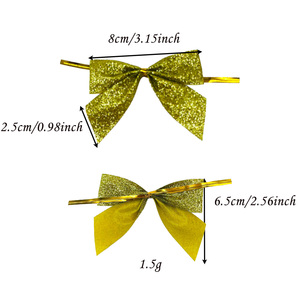 Ruban à paillettes personnalisé en gros avec nœud préformé et attache torsadée pour décorations de Noël, vaisselle, emballages et décoration intérieure - Product Image 2