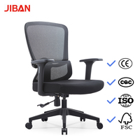 Chaise de bureau exécutive moderne en maille avec accoudoirs fixes, pivotante, hauteur réglable, dossier ouvert – Légère pour usage commercial et bureautique