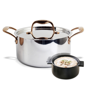 Tri-Ply Stainless Steel Stock <b>Pot</b>, 6.5 Quart Heavy Duty Induction Cooking <b>Pot</b> with Visible Lid - Product Image 5