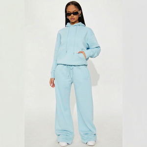Sudadera con Capucha Extra Grande Personalizada para Mujer, Sudadera Ligera de Algodón y Felpa Azul Claro, Sudadera con Capucha Unisex al por Mayor con Logotipo Personalizado OEM ODM - Product Image 1