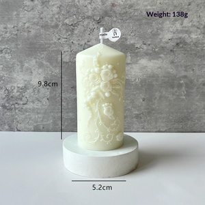 Vela aromática con diseño floral en relieve, decoración artística para mesa de boda, hogar, fiesta, festival, regalo. - Product Image 5