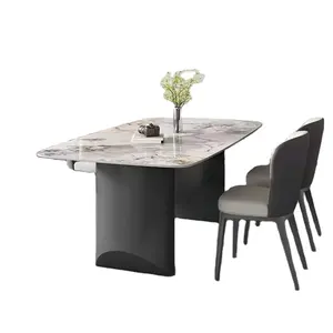 Light luxury modern rectangular home small designer table and chairs furniture dining table