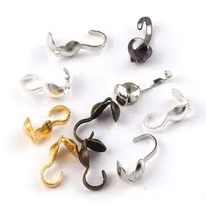 4mm*8mmCrimp BeadsCove Clasps Hook Cord End-CapsString Ribbon leather Clip Foldover DIY Ball Chain Connectors Jewelry Findings