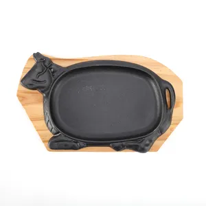 High Quality Hospitality Cow Sizzle Platters Cast, Small Meat Sizzling Iron Plate