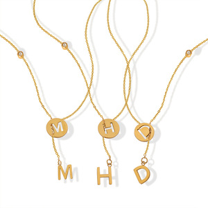 Nuova Collezione <span class=keywords><strong>Collana</strong></span> <span class=keywords><strong>con</strong></span> Ciondolo <span class=keywords><strong>Lettera</strong></span> <span class=keywords><strong>M</strong></span> D H in Oro 18k <span class=keywords><strong>con</strong></span> Catena Regolabile Gioielli Delicati per Donne - Product Image 1