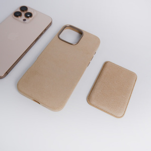 Personnalisation, matériau <span class=keywords><strong>Alcantara</strong></span> véritable, étui de téléphone en cuir magnétique doré de luxe pour <span class=keywords><strong>iPhone</strong></span> 16 <span class=keywords><strong>Pro</strong></span> Max - Product Image 4
