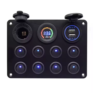 Dc 12V/24V kép QC 3.0 USB sạc 8 gang Rocker chuyển đổi bảng điều chỉnh không thấm nước đa chức năng ON-OFF chuyển đổi cho công nghiệp sử dụng màu xanh - Product Image 5