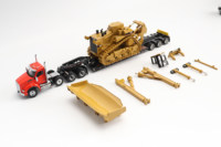 Camión de Plataforma Kenworth T880 a Escala 1:50 de Alta Calidad para Transporte de Piezas de Excavadora y Vehículos de Construcción D11R