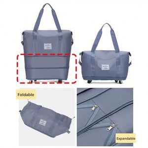 Custom Logo Large Waterproof Women <b>Foldable</b> Duffle Bag Expandable Weekender Fitness Gym Travel Bag with Wheels <b>Trolley</b> Luggage - Product Image 6