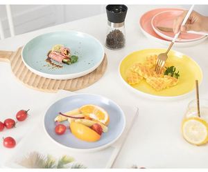 Ins Nordic Tableware 9 Inch Glossy Two-Tone Glaze <b>Ceramic</b> <b>Plates</b>, Creative Western Dinner <b>Plates</b> for Steak Salad Household - Product Image 2