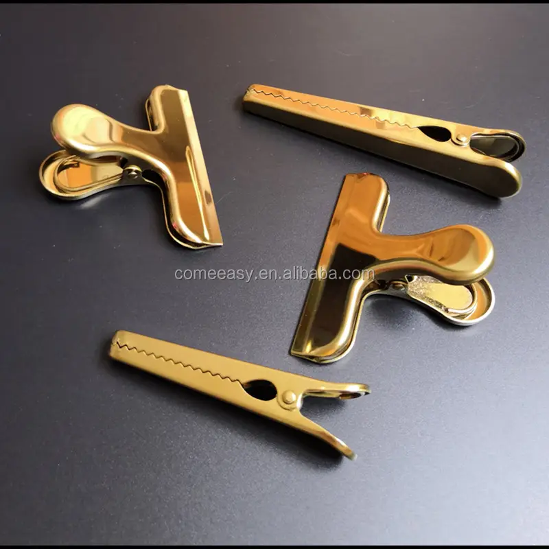 stainless steel 18/8 office bill ticket metal clips gold color binder paper clip