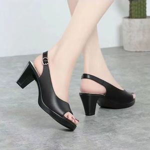 Sandali Eleganti da Donna <span class=keywords><strong>con</strong></span> Tomaia in Pizzo, Punta Aperta, <span class=keywords><strong>Tacco</strong></span> Spesso Singolo e Design <span class=keywords><strong>con</strong></span> Fibbia, <span class=keywords><strong>Scarpe</strong></span> Estive Morbide per il Commercio Estero - Product Image 5