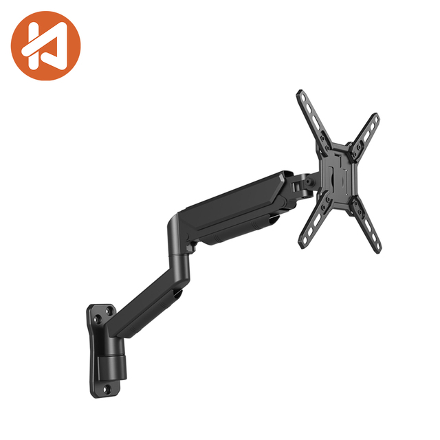 KHCOOHOO Single Monitor Wall Mount Alloy Steel Gas Spring Articulated Arm 13-32" VESA 75/100/200 9KG Load 360 Rotation Stock