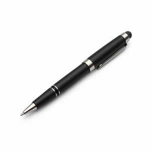 Stylet tactile et stylo bille 2-en-1 en métal noir mat avec finition en acier, personnalisable avec logo, idéal comme cadeau - Product Image 2