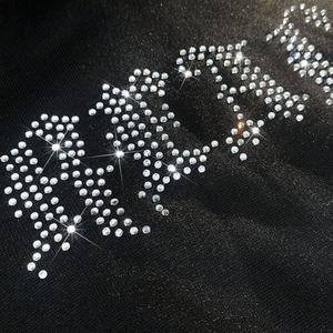 Sudadera con Capucha de Alta Calidad, Estilo Streetwear, Lavado Ácido, Efecto Desgastado, Estampado de Diamantes de Imitación, Talla Grande, Color Negro, para Hombre - Product Image 2