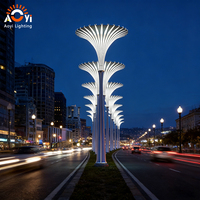 Lampadaire solaire en forme de feuille de Ginkgo - Éclairage paysager moderne pour quais urbains/chemins piétonniers