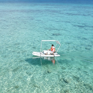 Bateau Catamaran Gonflable Commercial Personnalisé en PVC DWF Électrique Flottant pour la Pêche et la Détente Estivale - Product Image 6