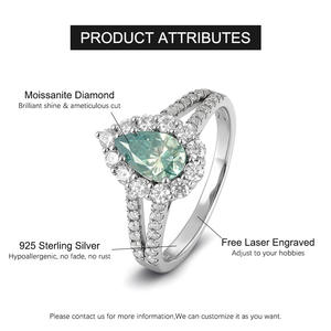 แหวนหมั้นเงินแท้ S925 ชุบทอง 18K ประดับเพชรทรงลูกแพร์ D VVS มอยส์ซาไนต์ ฝังแบบหนามเตย รับรองโดยผู้เชี่ยวชาญ แหวนหรูหรา - Product Image 2