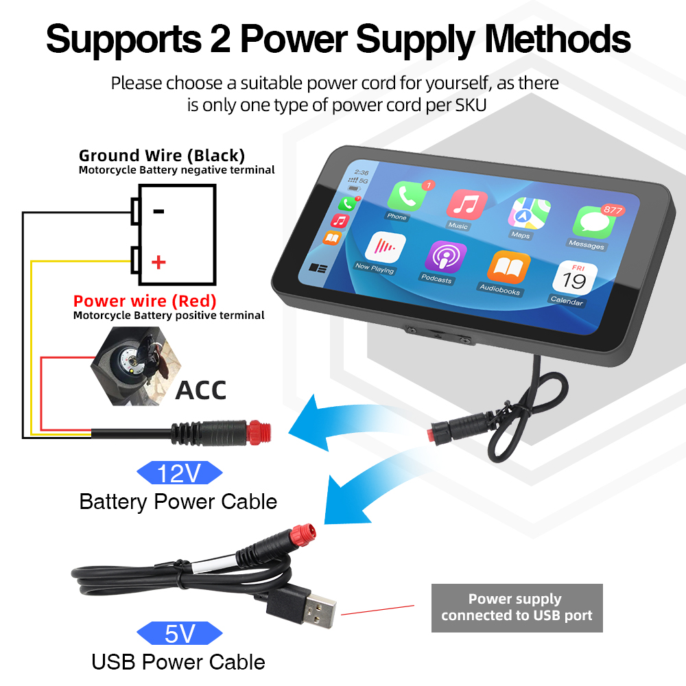 MO640MB、230MB Grandnavi Portable Motorcycle Wireless Carplay - 6.3 Inch