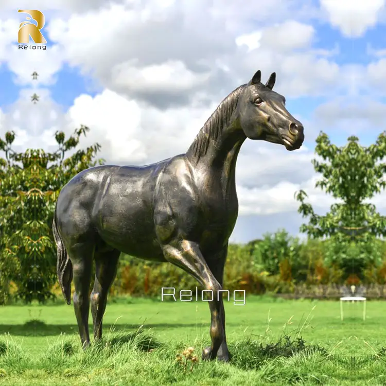 Estátua de bronze de tamanho real para jardim ao ar livre de alta qualidade, cavalo esculpido