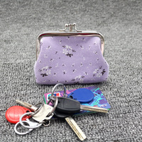 Logo Kustom 4 Inci PU Kantong Koin Dompet Wanita Kunci Ganda Tas Kosmetik Gesper Tas Clutch Tas Lipstik Penutupan Snap