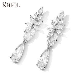 RAKOL EP5106 New Gold-Plated Water Drop Copper with Zircon Stud Earrings for Women - Product Image 2