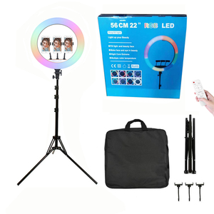 Anneau lumineux LED RVB, <span class=keywords><strong>grand</strong></span> anneau lumineux pour selfie <span class=keywords><strong>avec</strong></span> écran tactile, tournage vidéo Vlog, 22 pouces LJJ56RGB - Product Image 1