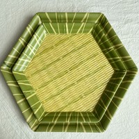 Assiettes hexagonales en mélamine personnalisées en gros, 10/12,5 pouces, assiettes de service en plastique bambou pour hôtels
