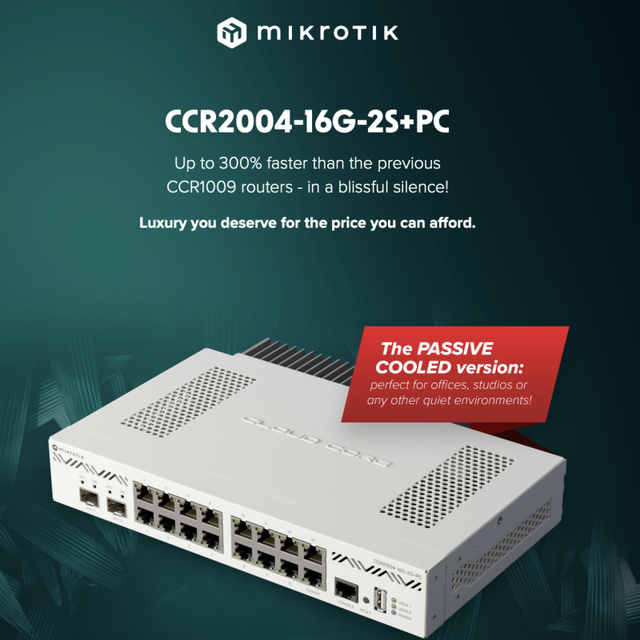 Mikrotik CCR2004-16G-2S+PC Cloud Router Switch POE 24 Ports 420Gbps Brand New