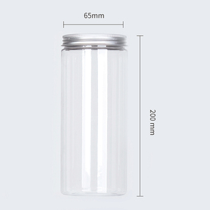 PET Plastic Cookie Jars Screw Lid Transparent Round Food Storage Container for Peanuts Butter & Honey Jars