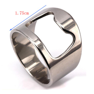 Anillo abridor de botellas de acero de titanio, 1,75 cm, forma geométrica, joyería unisex, ropa informal - Product Image 1