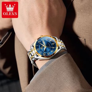 Olevs 3666, reloj de cuarzo de moda para hombre, esfera con números arábigos, escala dual, 30M, manecillas luminosas impermeables, visualización de fecha y semana - Product Image 4
