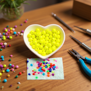 ILAN Perline Fluorescenti Gialle 8mm per Gioielleria - Product Image 3