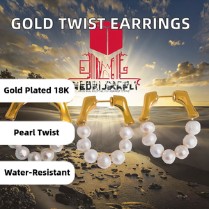 ต่างหูทรงบิดรูปตัว C ชุบทอง 18k กันน้ำ ทำจากสแตนเลสสตีล ประดับมุกเก๋ไก๋สำหรับสาวๆ - Product Image 2