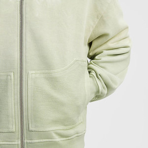 Giacca <span class=keywords><strong>con</strong></span> cappuccio da uomo <span class=keywords><strong>verde</strong></span> chiaro <span class=keywords><strong>con</strong></span> Zip <span class=keywords><strong>con</strong></span> ampie tasche anteriori, orlo e polsini a coste, Pullover Casual Streetwear - Product Image 6