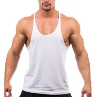 Logo Kustom Oem Kualitas Tinggi Mode Putih Hitam Katun Pria Olahraga Stringer Binaraga Singlet Kebugaran Gym Tank Top untuk Pria