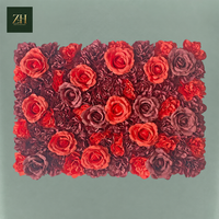 Panel Bunga Buatan Vintage 60*40cm, Dinding Bunga Mawar Merah Burgundy, Latar Belakang untuk Acara Ulang Tahun Bar