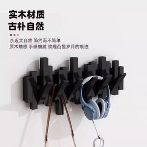 Perchero de pared con diseño de teclas de piano de haya, moderno y sencillo, para dormitorio, entrada, puerta, sin taladro, ganchos de almacenamiento para ropa y sombreros - Product Image 2